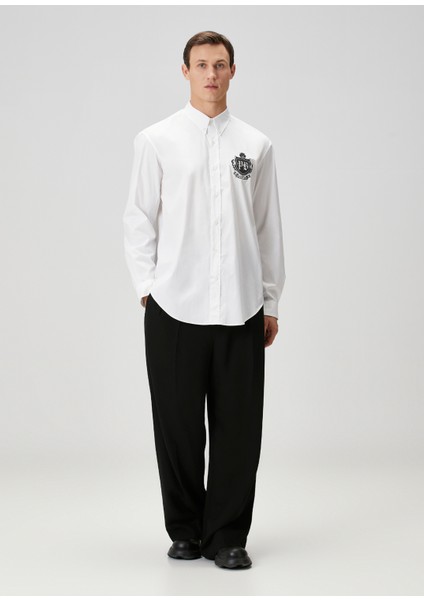 Beyaz Logo Nakışlı Gömlek fiyatları