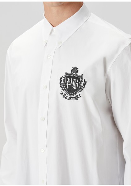 Beyaz Logo Nakışlı Gömlek indirimleri