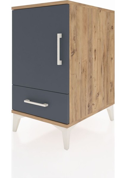 Kronos Komodin 2 Raflı Tek Çekmeceli Tek Kapaklı 44X59X80 Çam-Antrasit modelleri