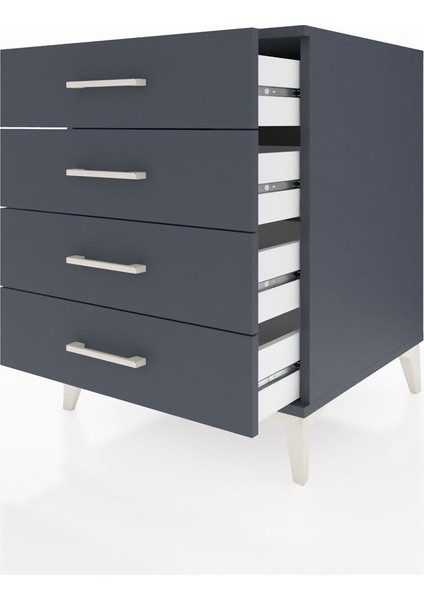 Kronos Komodin 4 Çekmeceli 60X59X80 Antrasit-Antrasit fırsatları