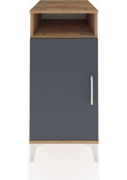 Kronos Komodin 3 Raflı Tek Kapaklı 44X59X96 Çam-Antrasit