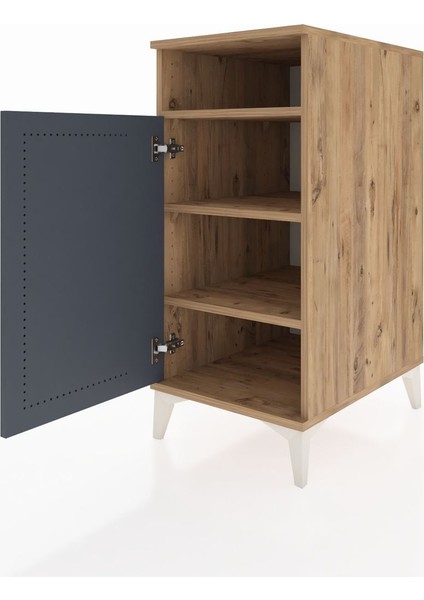 Kronos Komodin 3 Raflı Tek Kapaklı 44X59X96 Çam-Antrasit fırsatları