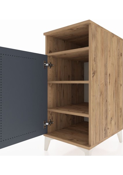 Kronos Komodin 3 Raflı Tek Kapaklı 44X59X96 Çam-Antrasit indirimleri