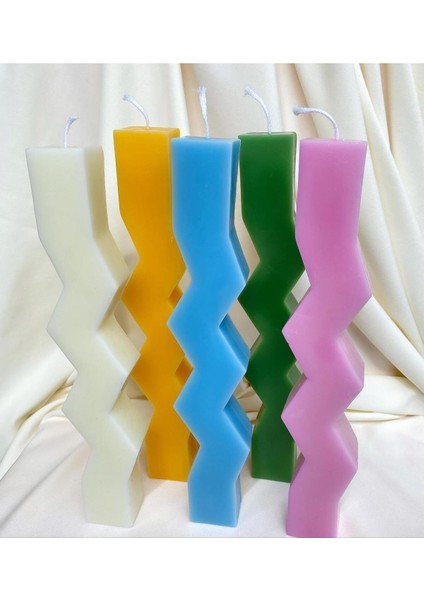 Zigzag Şekilli Dalga Model Dekoratif Mum 1 Adet (Renk Seçimi Yapın) fiyatları
