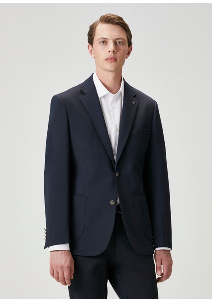 Lacivert Örme Blazer