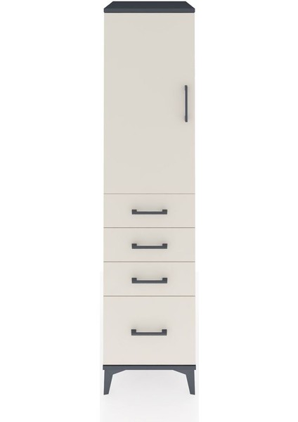 Kronos Dolap 2 Raflı 4 Çekmeceli Tek Kapaklı 44X59X182 Antrasit-Aytaşı