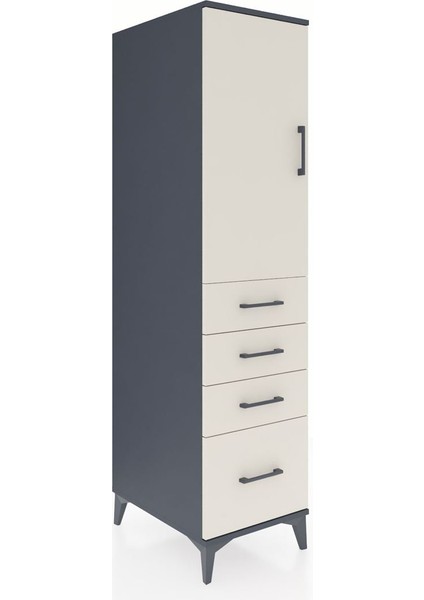 Kronos Dolap 2 Raflı 4 Çekmeceli Tek Kapaklı 44X59X182 Antrasit-Aytaşı fiyatları