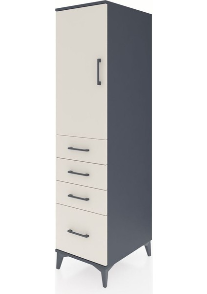 Kronos Dolap 2 Raflı 4 Çekmeceli Tek Kapaklı 44X59X182 Antrasit-Aytaşı modelleri