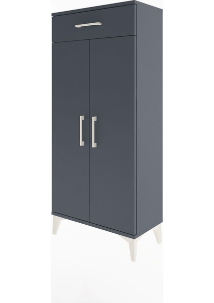 Arges Dolap 2 Raflı Tek Çekmeceli 2 Kapaklı 60X30X134 Antrasit-Antrasit modelleri