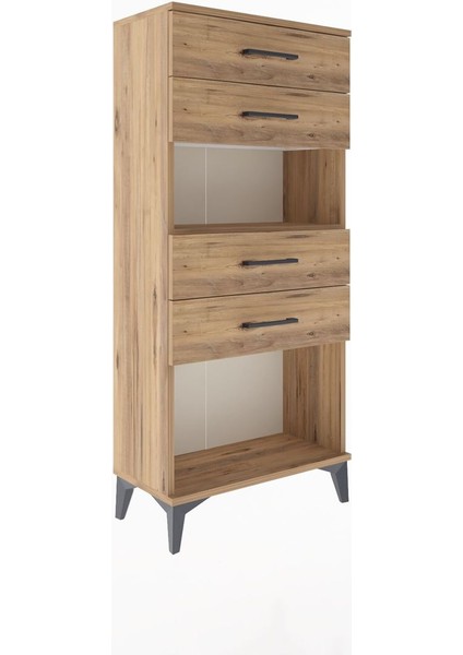 Arges Dolap Tek Raflı 4 Çekmeceli 60X30X134 Çam-Çam fiyatları