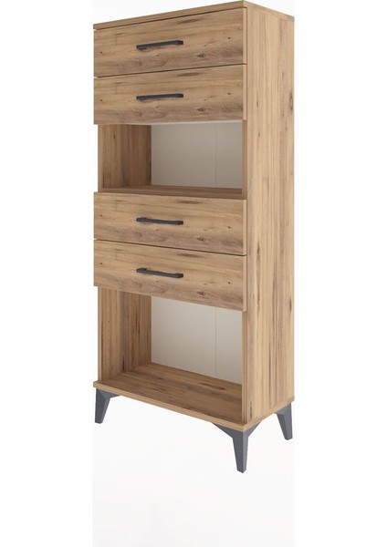 Arges Dolap Tek Raflı 4 Çekmeceli 60X30X134 Çam-Çam modelleri