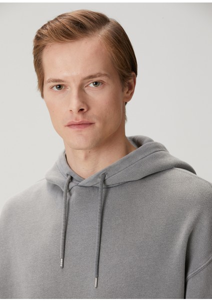 Distort Gri Kapüşonlu Organik Pamuk Sweatshirt indirimleri