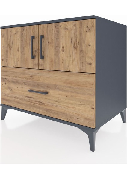 Kronos Şifonyer 2 Raflı Tek Çekmeceli 2 Kapaklı 88X59X80 Antrasit-Çam modelleri