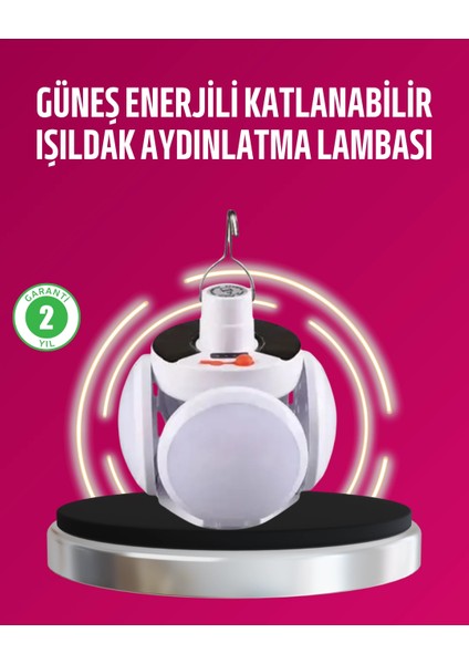 Solar ve USB Şarjlı Su Geçirmez Katlanabilir LED Lamba