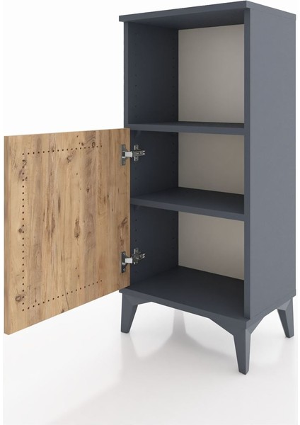 Arges Komodin 2 Raflı Tek Kapaklı 44X30X96 Antrasit-Çam fırsatları