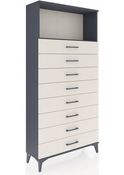 Arges Dolap Tek Raflı 8 Çekmeceli 88X30X182 Antrasit-Aytaşı fiyatları