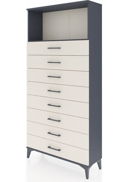 Arges Dolap Tek Raflı 8 Çekmeceli 88X30X182 Antrasit-Aytaşı modelleri