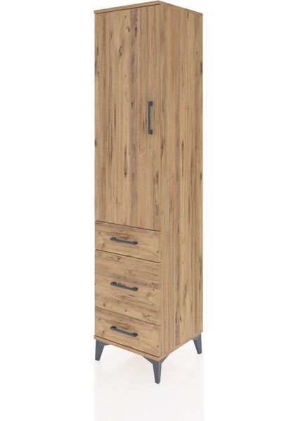 Hyperion Dolap 4 Raflı 3 Çekmeceli Tek Kapaklı 44X44X195 Çam-Çam modelleri