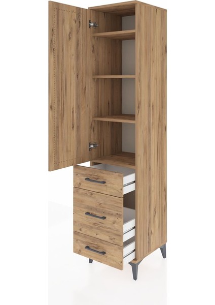 Hyperion Dolap 4 Raflı 3 Çekmeceli Tek Kapaklı 44X44X195 Çam-Çam fırsatları