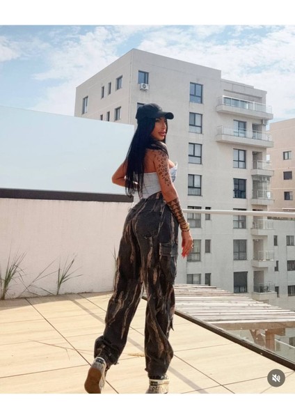 Askeri Kamuflaj Desenli Dar Paça Kot Pantolon fiyatları