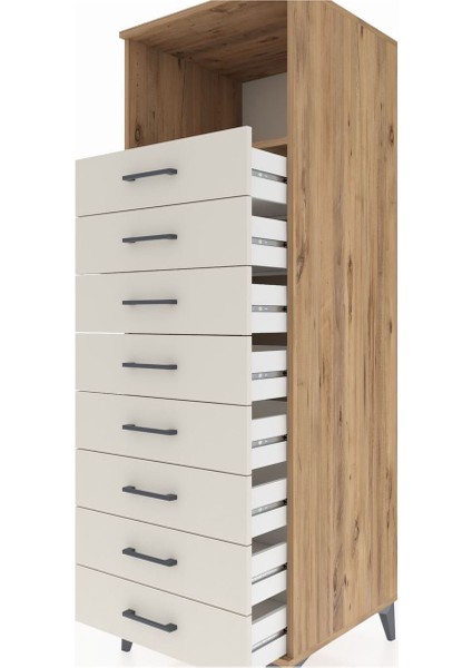 Kronos Dolap Tek Raflı 8 Çekmeceli 60X59X182 Çam-Aytaşı indirimleri