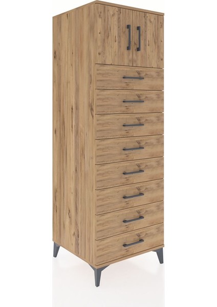 Kronos Dolap Tek Raflı 8 Çekmeceli 2 Kapaklı 60X59X182 Çam-Çam fiyatları