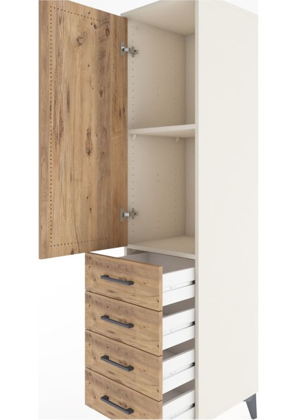 Hyperion Dolap 2 Raflı 4 Çekmeceli Tek Kapaklı 44X44X182 Aytaşı-Çam indirimleri