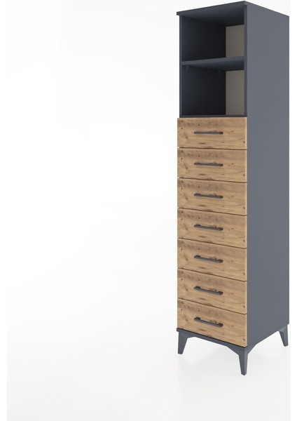 Hyperion Dolap 2 Raflı 7 Çekmeceli 44X44X182 Antrasit-Çam modelleri