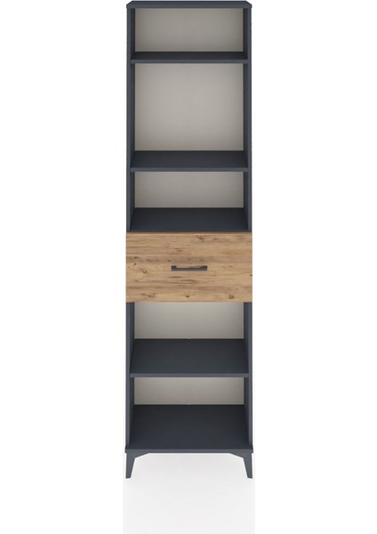 Arges Dolap 4 Raflı Tek Çekmeceli 60X30X221 Antrasit-Çam