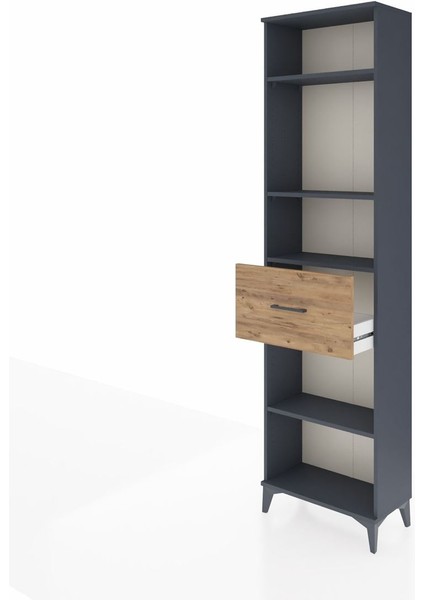 Arges Dolap 4 Raflı Tek Çekmeceli 60X30X221 Antrasit-Çam fırsatları