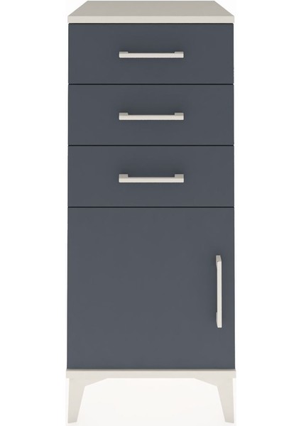 Hyperion Komodin Tek Raflı 3 Çekmeceli Tek Kapaklı 44X44X106 Aytaşı-Antrasit