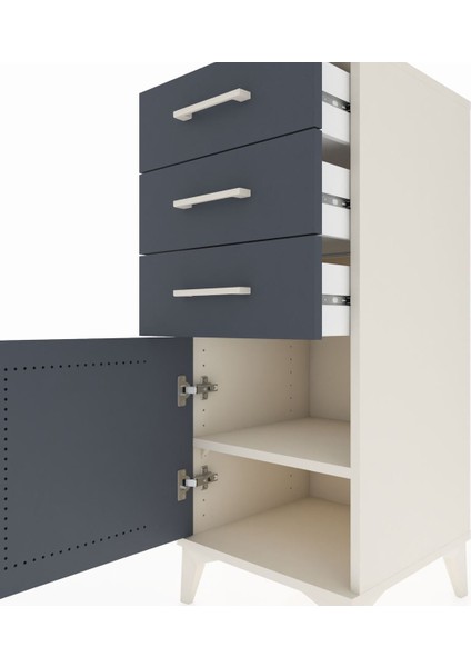 Hyperion Komodin Tek Raflı 3 Çekmeceli Tek Kapaklı 44X44X106 Aytaşı-Antrasit indirimleri