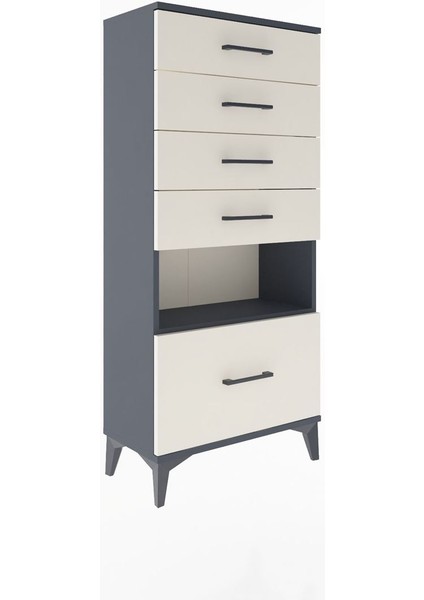 Arges Dolap Tek Raflı 5 Çekmeceli 60X30X134 Antrasit-Aytaşı fiyatları
