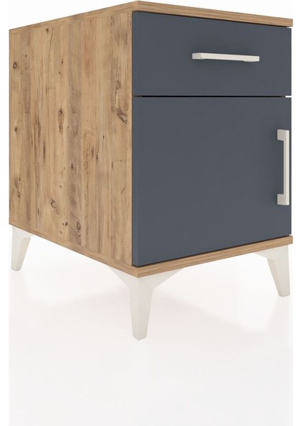 Kronos Komodin Tek Raflı Tek Çekmeceli Tek Kapaklı 44X59X64 Çam-Antrasit fiyatları