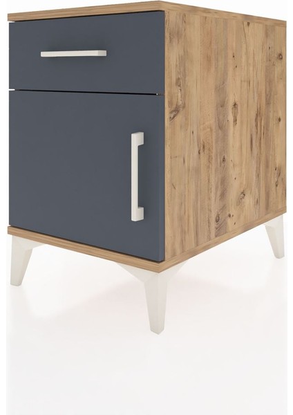 Kronos Komodin Tek Raflı Tek Çekmeceli Tek Kapaklı 44X59X64 Çam-Antrasit modelleri