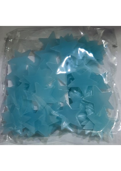 Mavi Yapışkan Fosforlu Yıldız, Dekoratif ve Işıltılı Süsleme Malzemesi