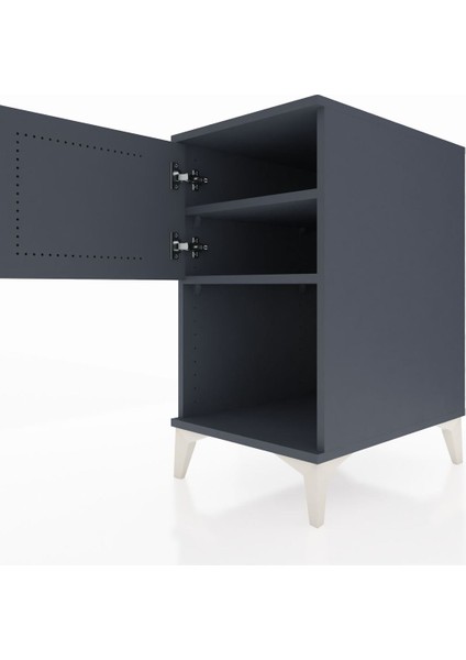 Kronos Komodin 2 Raflı Tek Kapaklı 44X59X80 Antrasit-Antrasit indirimleri