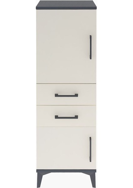 Arges Dolap 2 Raflı 2 Çekmeceli 2 Kapaklı 44X30X134 Antrasit-Aytaşı