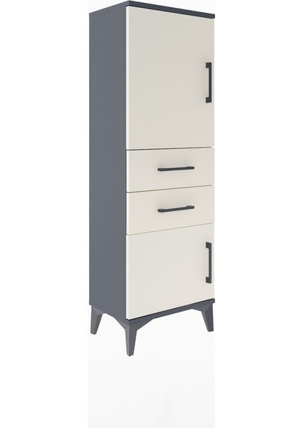 Arges Dolap 2 Raflı 2 Çekmeceli 2 Kapaklı 44X30X134 Antrasit-Aytaşı fiyatları