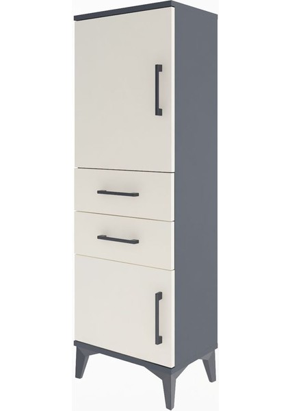 Arges Dolap 2 Raflı 2 Çekmeceli 2 Kapaklı 44X30X134 Antrasit-Aytaşı modelleri