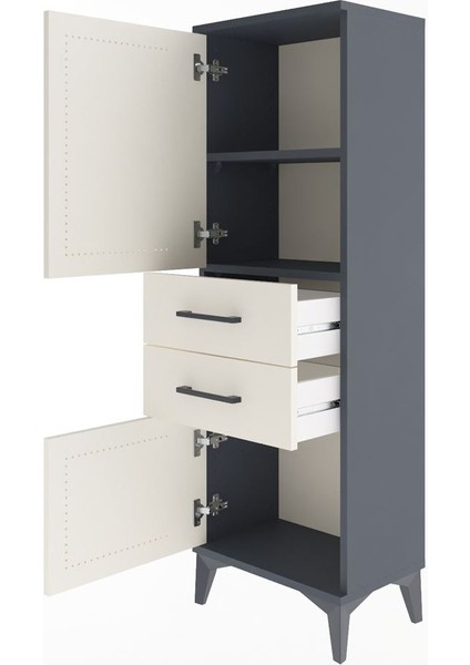 Arges Dolap 2 Raflı 2 Çekmeceli 2 Kapaklı 44X30X134 Antrasit-Aytaşı fırsatları