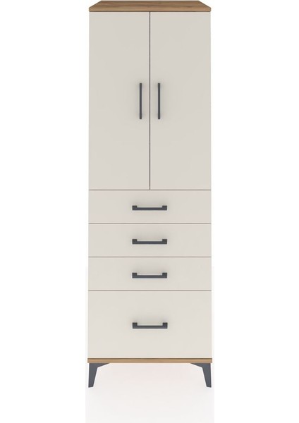 Kronos Dolap 2 Raflı 4 Çekmeceli 2 Kapaklı 60X59X182 Çam-Aytaşı