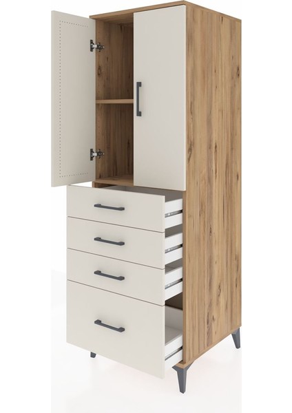 Kronos Dolap 2 Raflı 4 Çekmeceli 2 Kapaklı 60X59X182 Çam-Aytaşı fırsatları