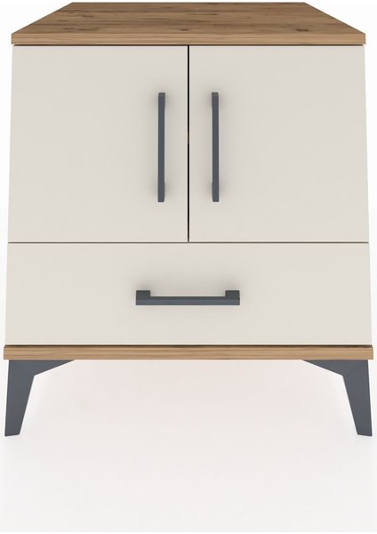 Kronos Komodin 2 Raflı Tek Çekmeceli 2 Kapaklı 60X59X64 Çam-Aytaşı fiyatları