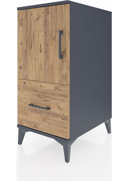 Kronos Komodin 2 Raflı Tek Çekmeceli Tek Kapaklı 44X59X96 Antrasit-Çam modelleri