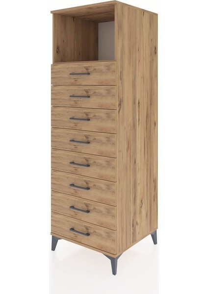 Kronos Dolap Tek Raflı 8 Çekmeceli 60X59X182 Çam-Çam modelleri