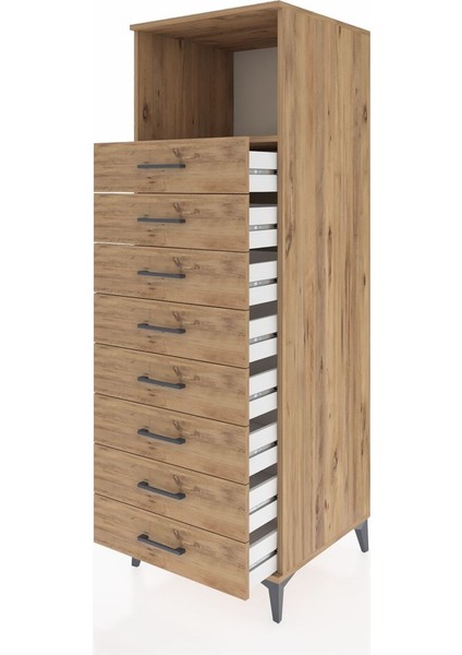 Kronos Dolap Tek Raflı 8 Çekmeceli 60X59X182 Çam-Çam fırsatları