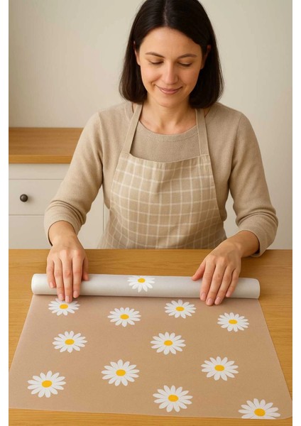 Mutfak Eva Shelf Liner Şeffaf Astar Kaymaz Dolap Içi Çekmece Örtüsü Papatya Desen Mat 45CMX10 Metre