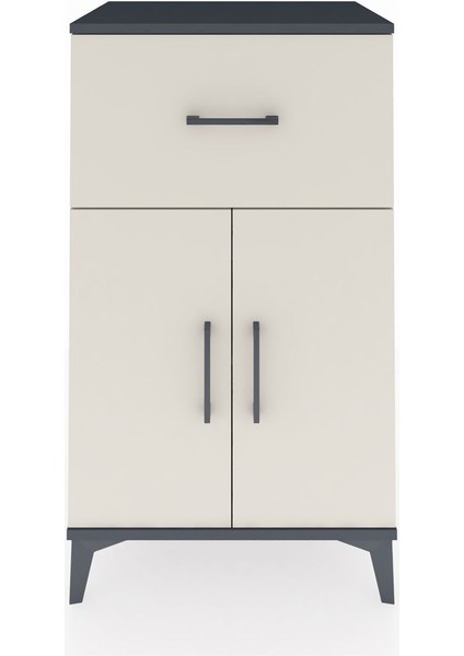 Hyperion Komodin Tek Raflı Tek Çekmeceli 2 Kapaklı 60X44X106 Antrasit-Aytaşı