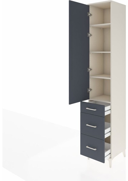 Hyperion Dolap 4 Raflı 3 Çekmeceli Tek Kapaklı 44X44X243 Aytaşı-Antrasit fırsatları